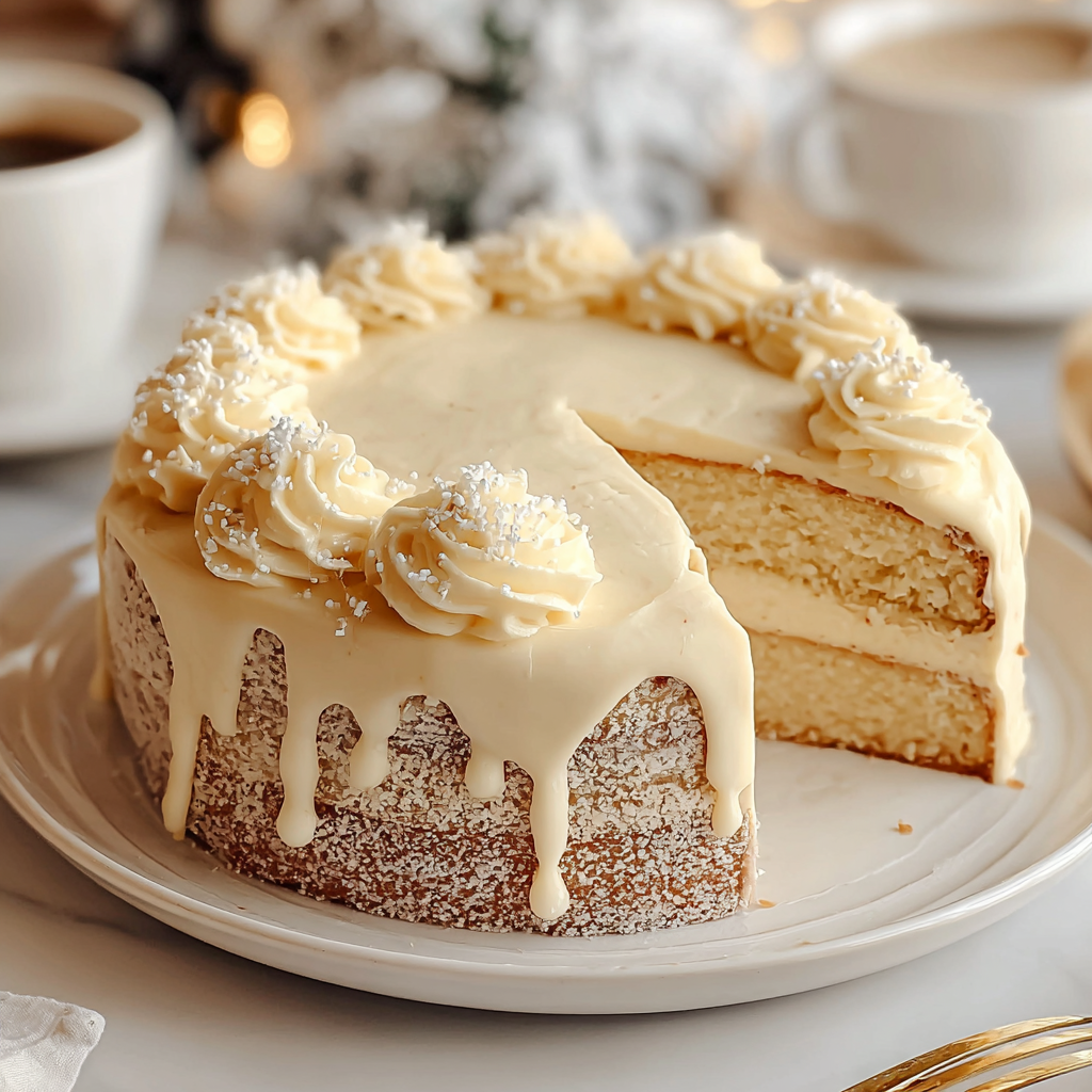 Recipe preparation for Irresistible Eggnog Cake Recipe 