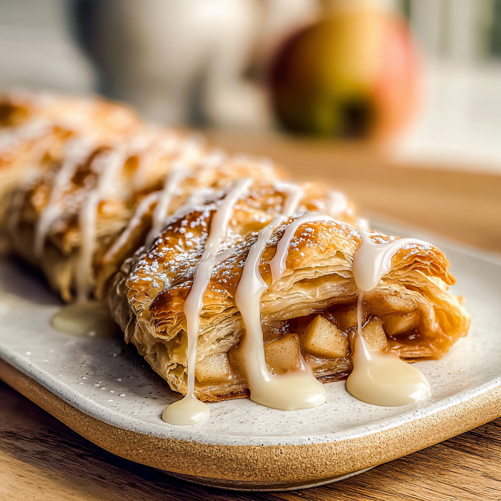 Recipe preparation for Irresistible Puff Pastry Apple Strudel Recipe
