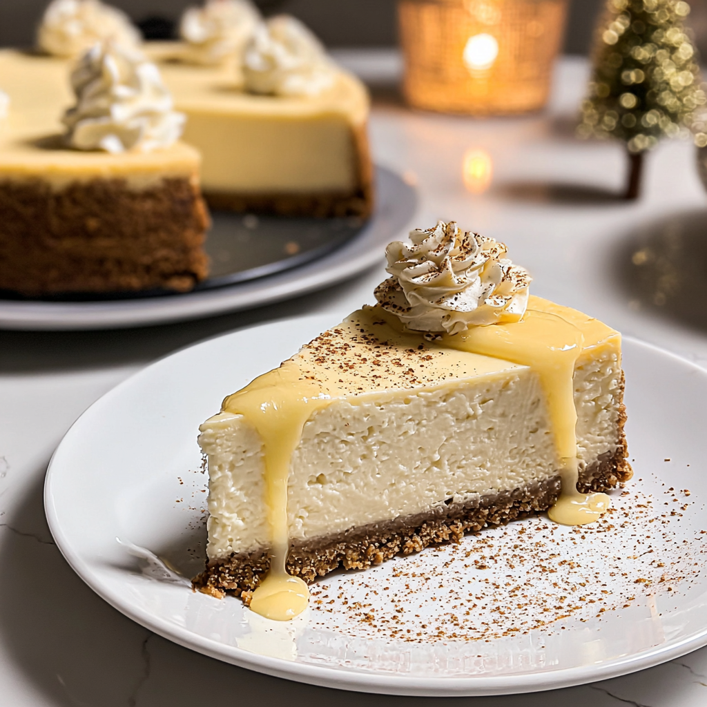 Recipe preparation for Irresistible Eggnog Cheesecake Recipe 