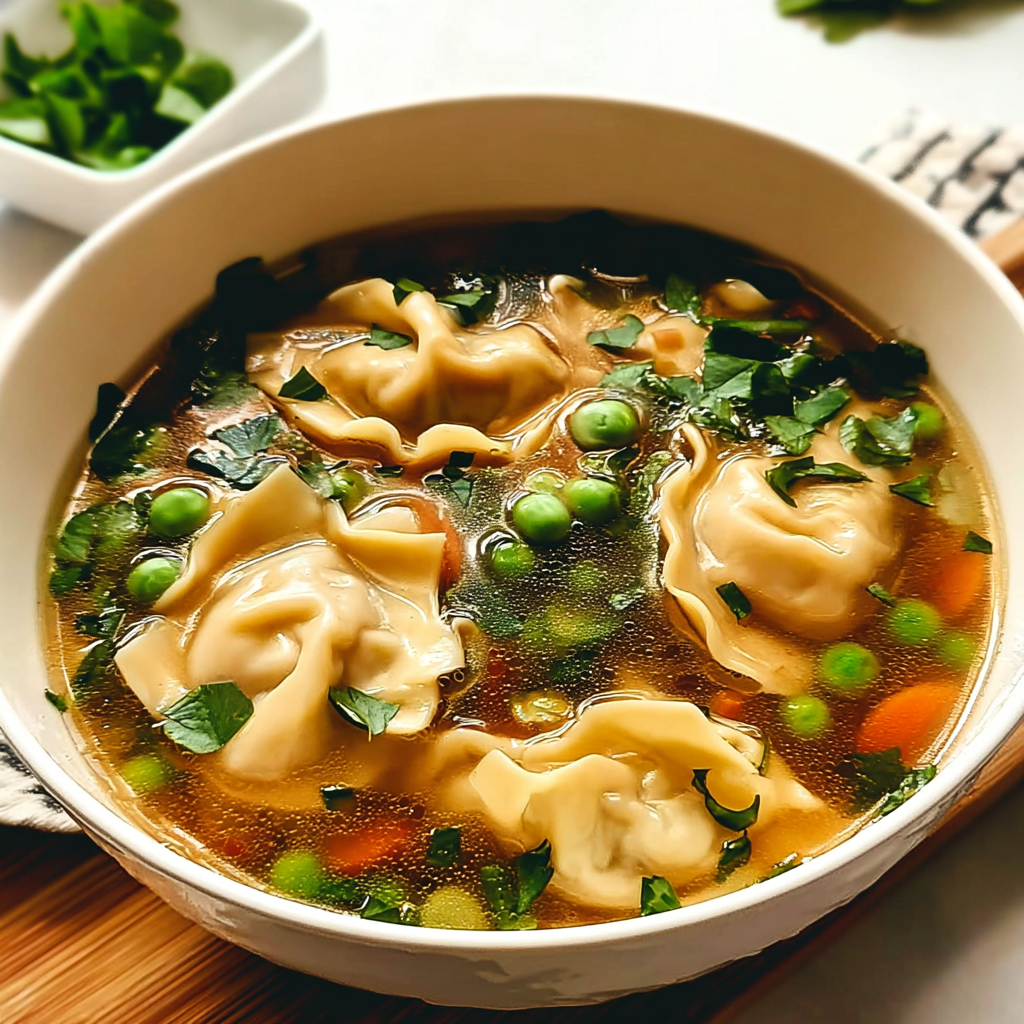 Recipe preparation for Cozy Potsticker Soup Recipe