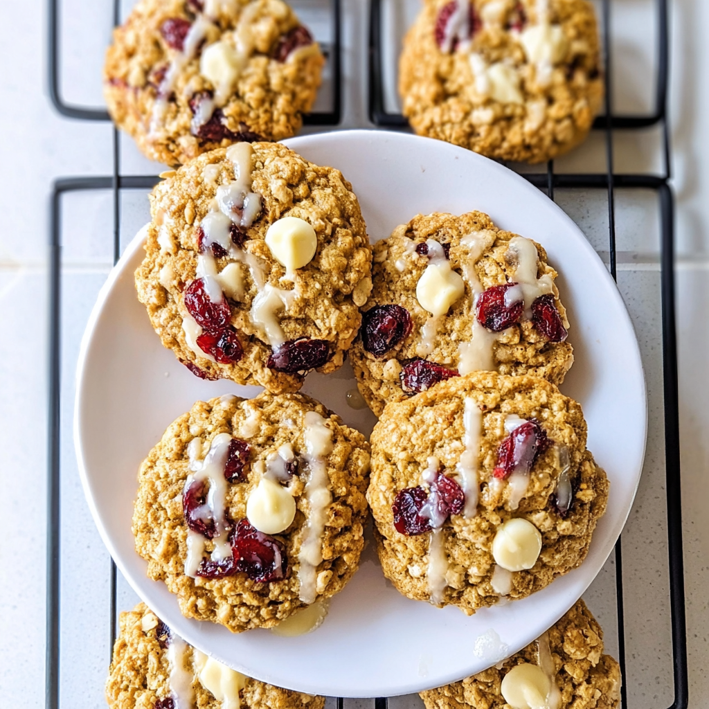 Recipe preparation for White Chocolate Cranberry Oatmeal Cookies
