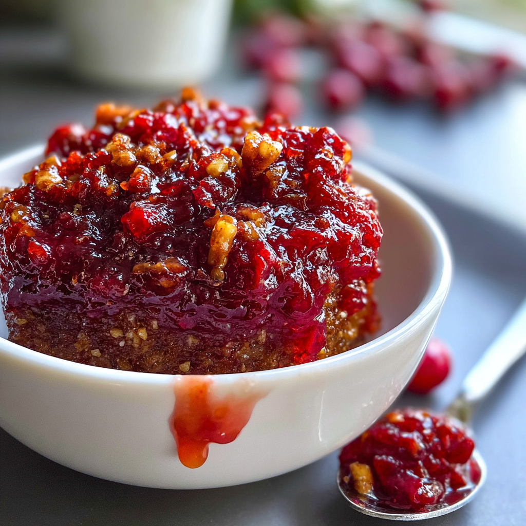 Recipe preparation for Sweet and Tangy Cranberry Nut Relish Recipe Delight