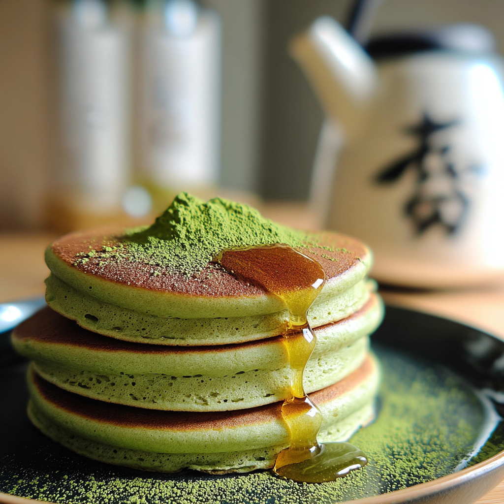 Recipe preparation for Fluffy Japanese Matcha Soufflé Pancakes