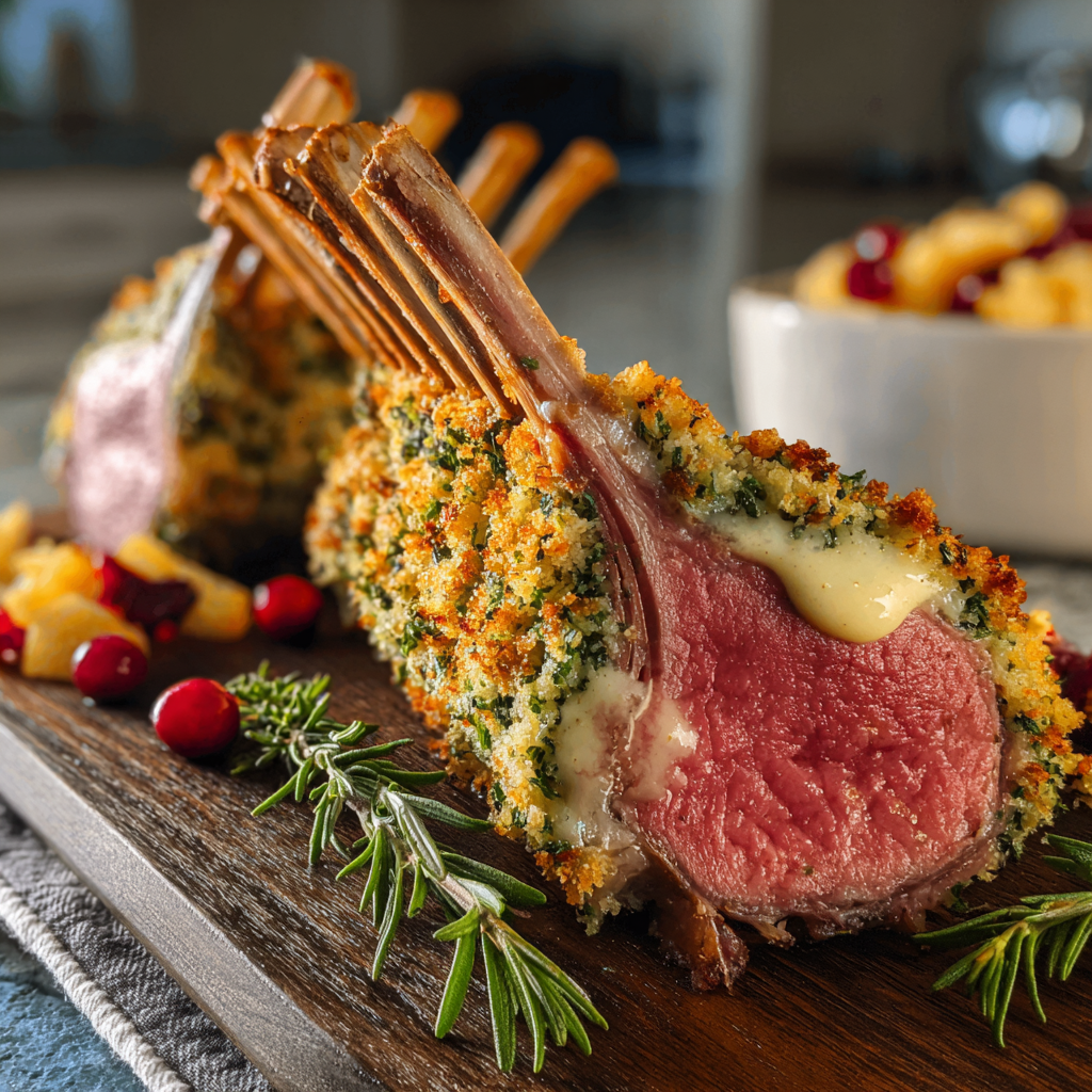 Recipe preparation for Herb-Crusted Rack of Lamb Recipe 