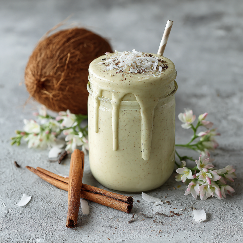 Recipe preparation for Creamy Keto Coconut Vanilla Smoothie Recipe 
