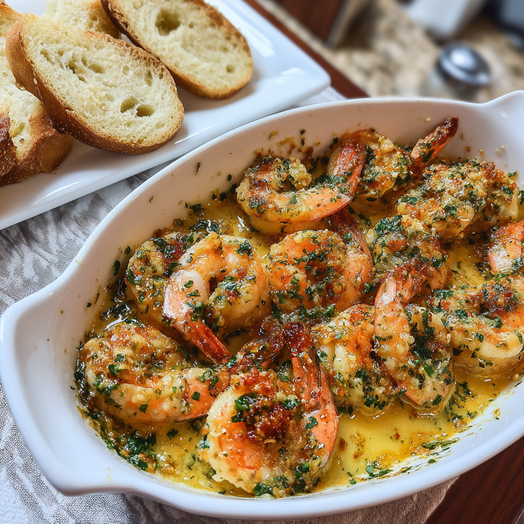 Recipe preparation for Garlic Butter Shrimp Scampi Bake Recipe 