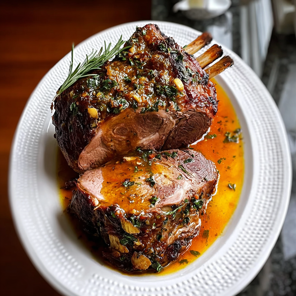 Recipe preparation for Lamb Roast Recipe with Garlic and Rosemary