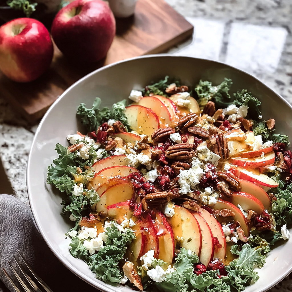 Recipe preparation for Autumn Harvest Honeycrisp Apple and Feta Salad Recipe 