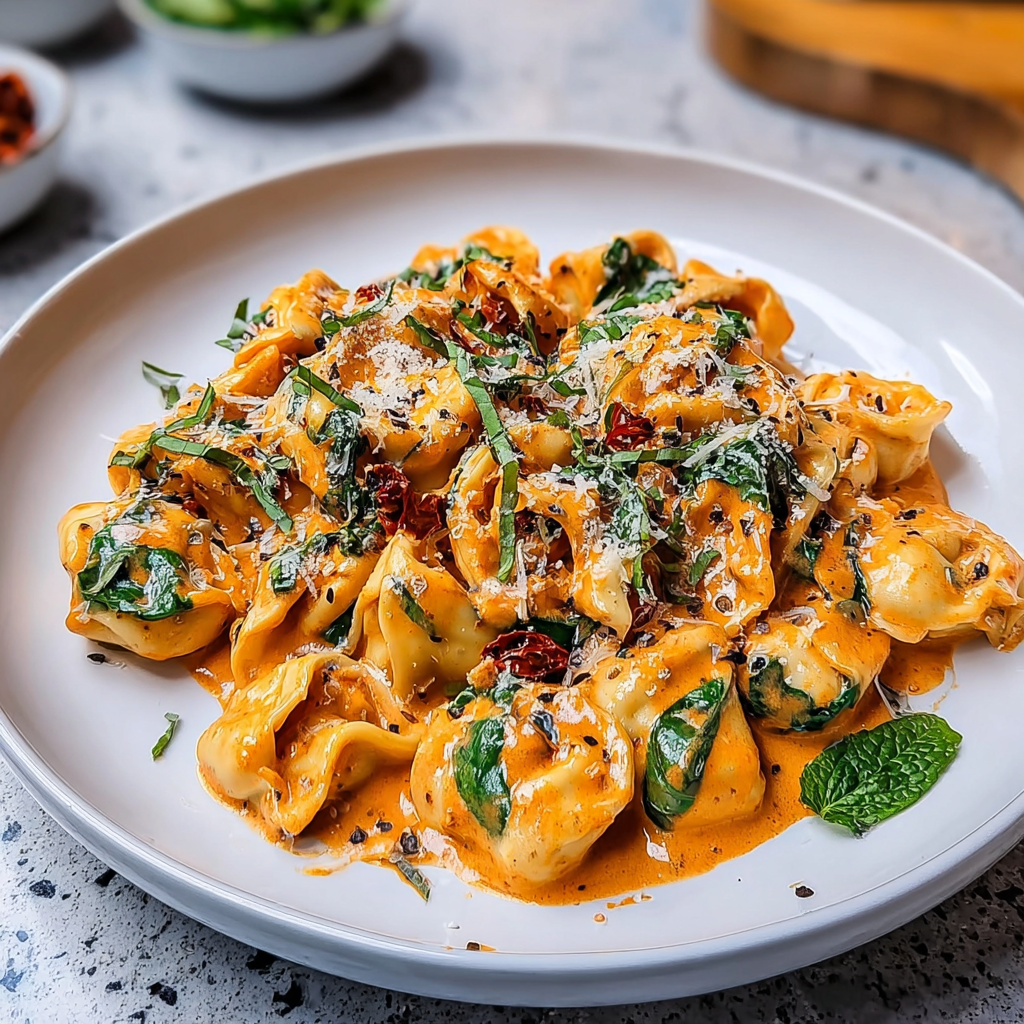 Recipe preparation for Marry Me Chicken Tortellini: Creamy Spinach and Sun-Dried Tomato 