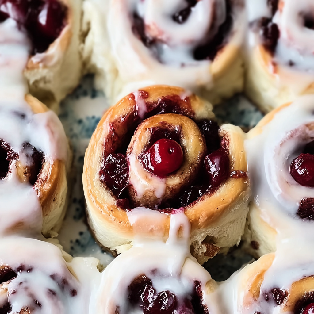 Recipe preparation for Cherry Cinnamon Rolls with Homemade Filling Recipe 