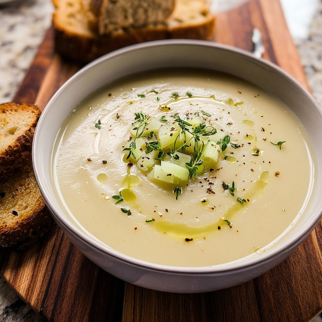 Recipe preparation for Creamy Potato Leek Soup