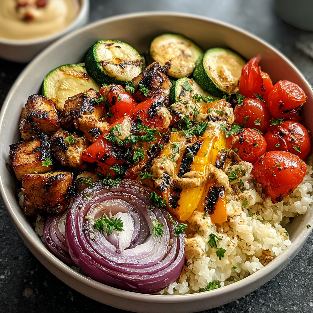 Recipe preparation for Delicious Grilled Mediterranean Bowl Recipe 