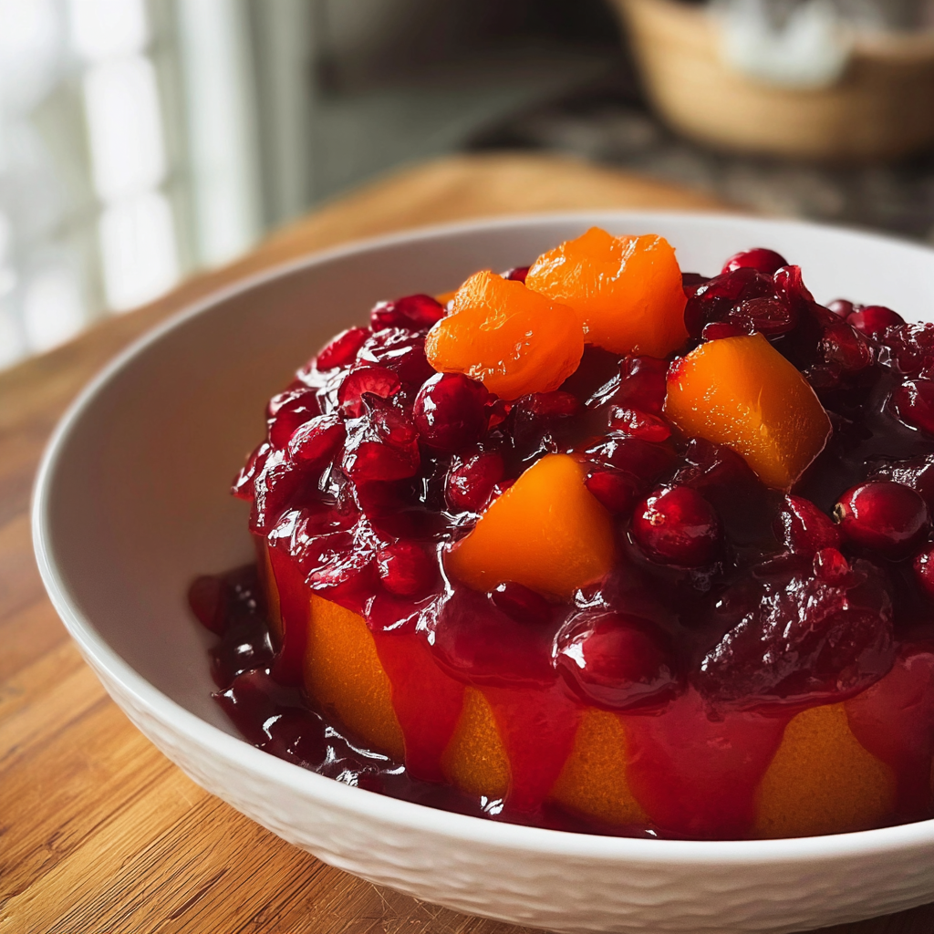 Recipe preparation for Irresistible Persimmon Cranberry Sauce 