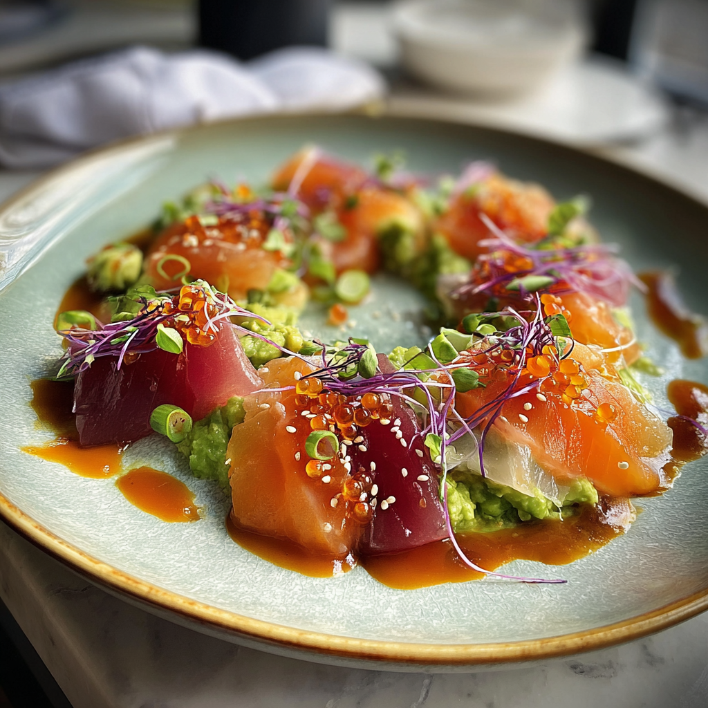 Recipe preparation for Spicy Wasabi Sashimi Salad