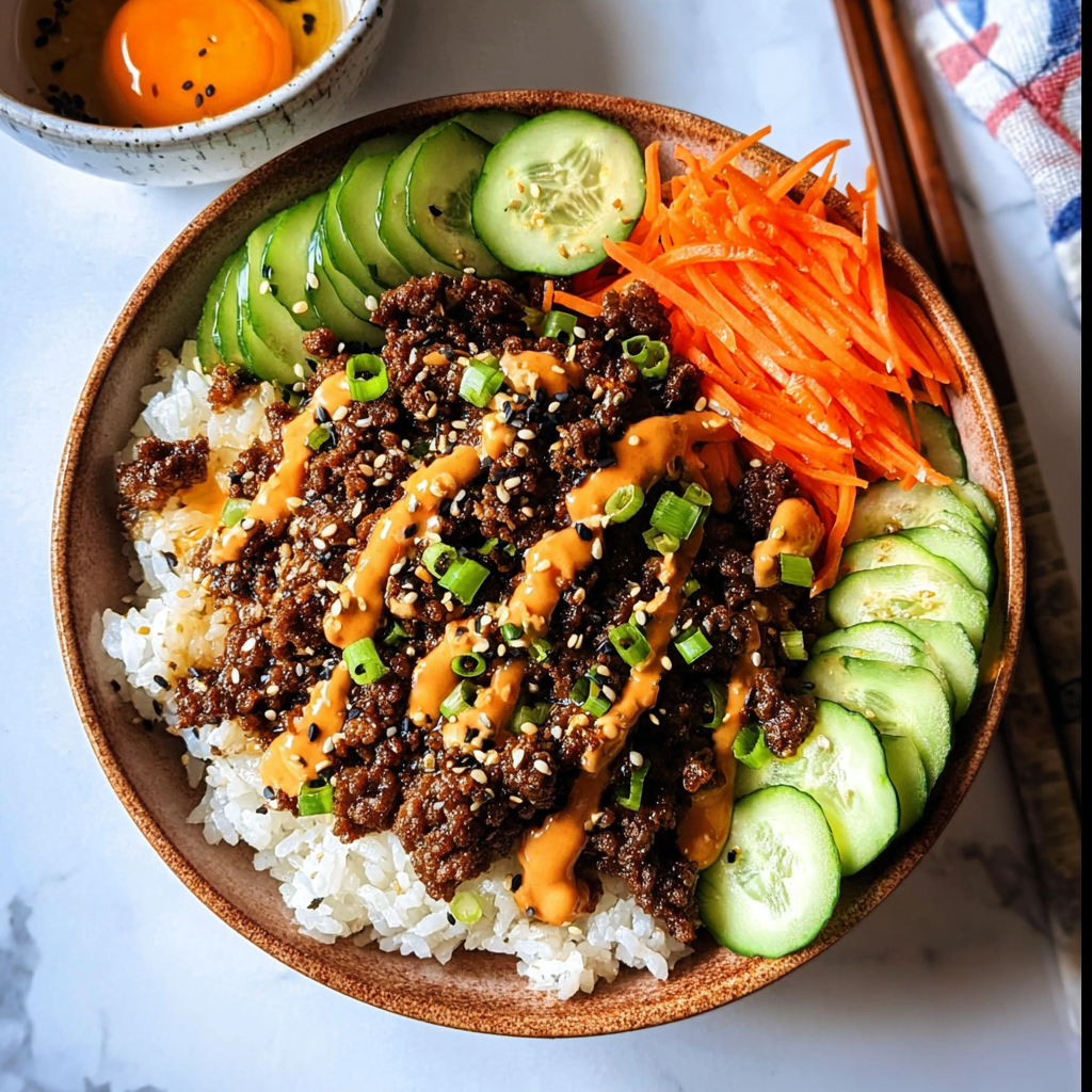 Recipe preparation for Korean Ground Beef Bowl