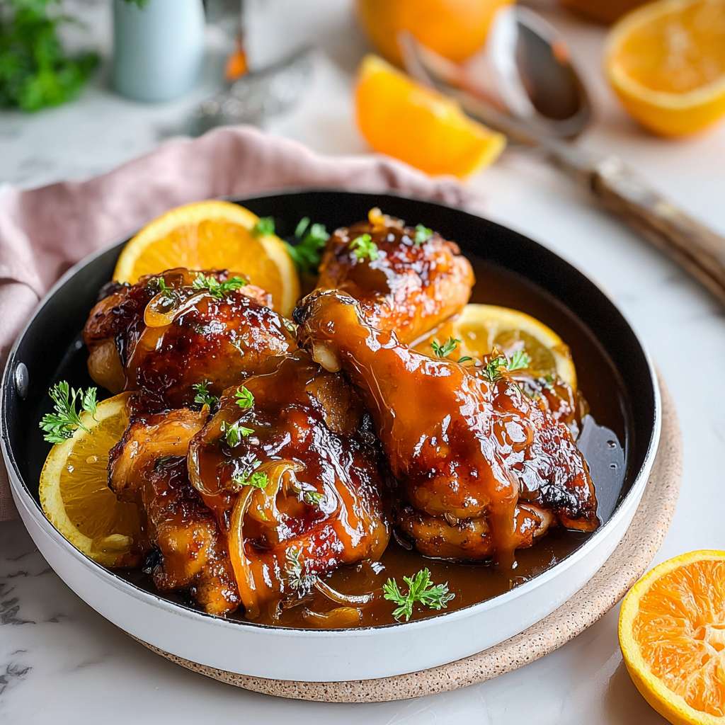 Recipe preparation for Irresistible Spiced Orange Glazed Chicken 
