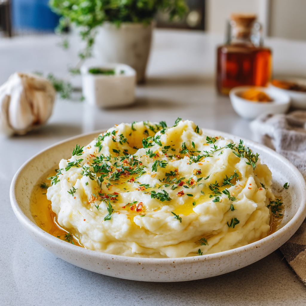 Recipe preparation for Creamy Garlic Mashed Potatoes