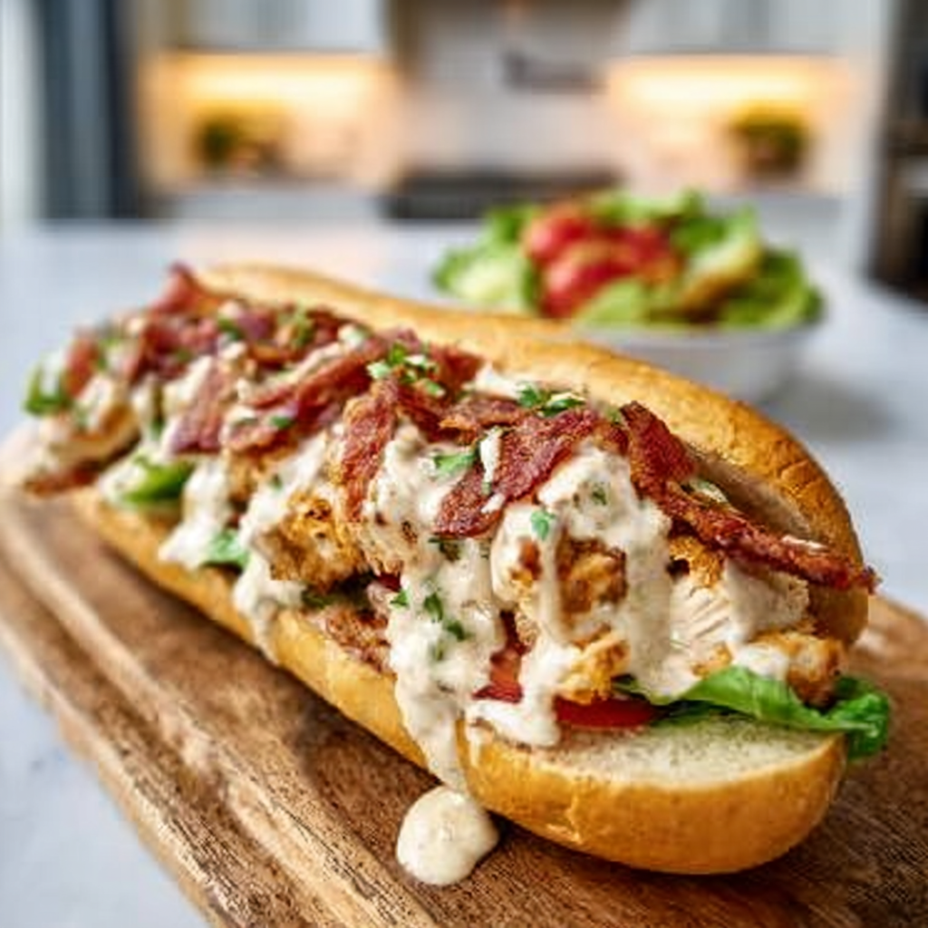 Recipe preparation for Chopped Chicken Bacon Ranch Sandwich