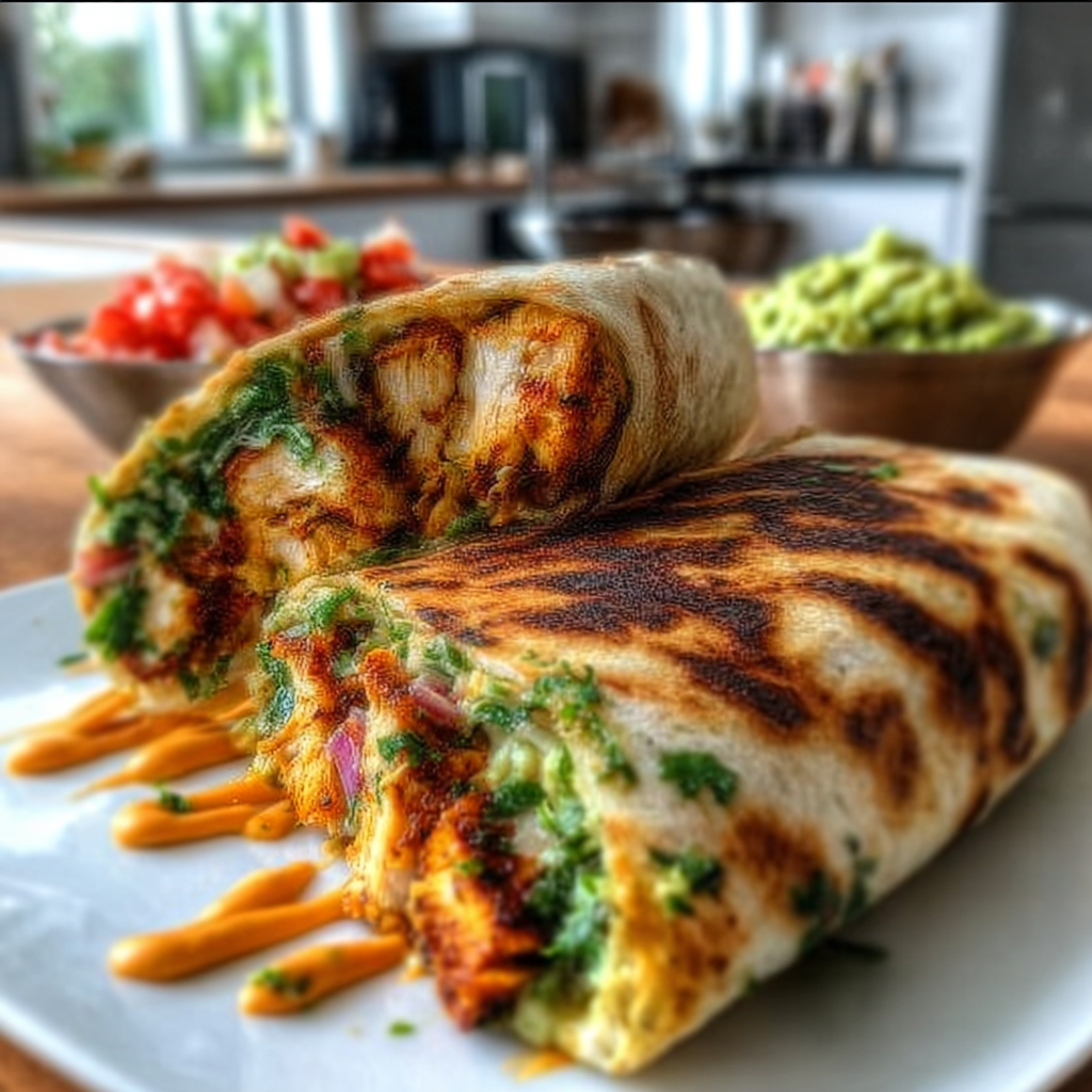 Recipe preparation for Chipotle Ranch Grilled Chicken Burrito