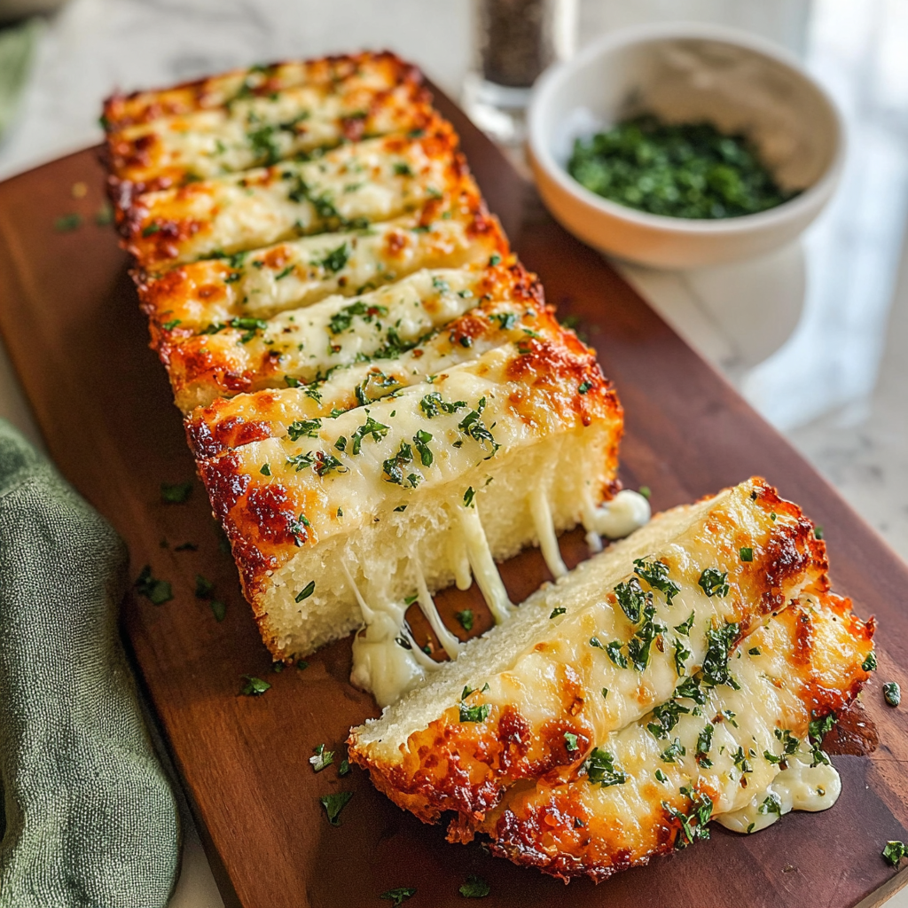 Recipe preparation for Irresistible Garlic Cheese Bread Recipe 