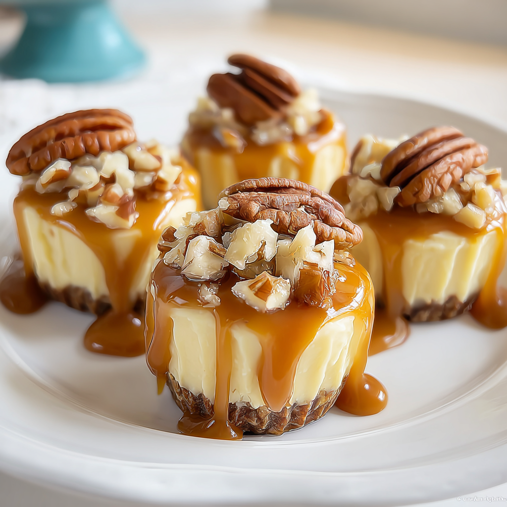 Recipe preparation for Decadent Mini Caramel Pecan Cheesecake Truffles 