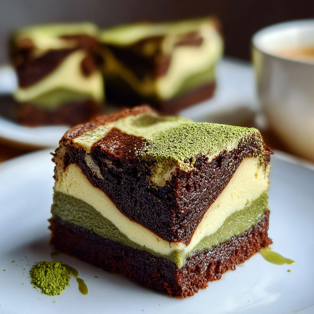 Recipe preparation for Irresistible Matcha Cheesecake Swirl Brownies Recipe