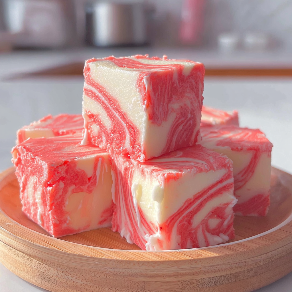 Recipe preparation for Irresistible Strawberry Fudge Pink Swirl Recipe Delight
