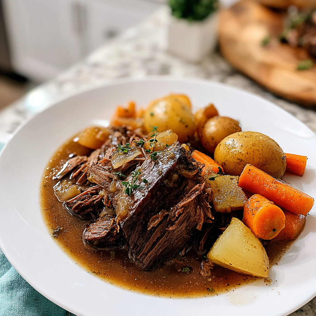 Recipe preparation for Incredible 3 Packet Pot Roast for a Delicious Dinner