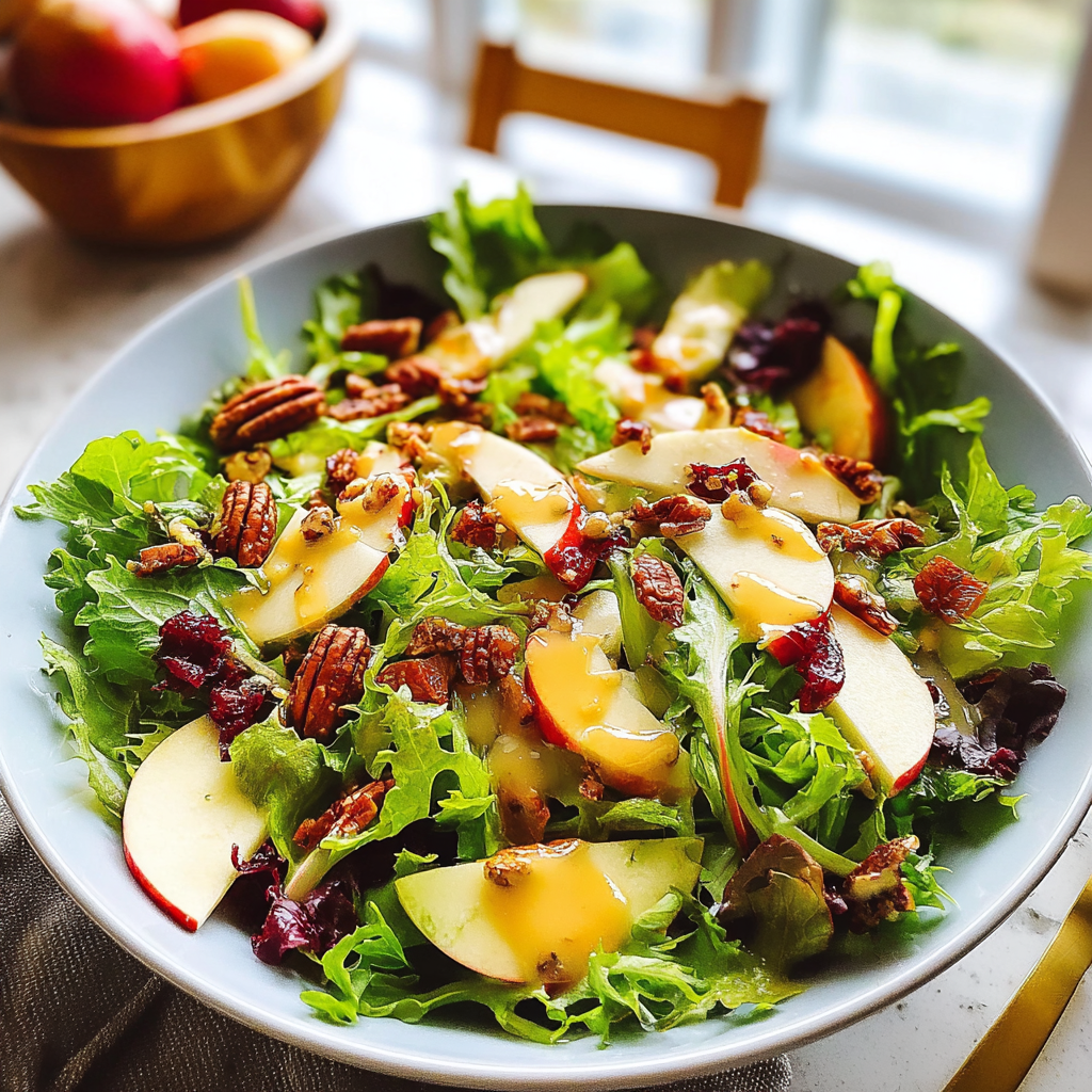 Recipe preparation for Delicious Apple, Cheddar, and Pecan Salad 
