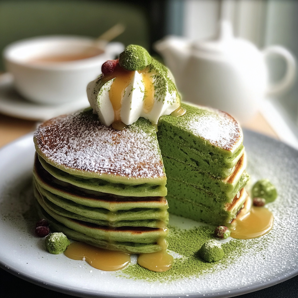 Recipe preparation for Fluffy Matcha-Inspired Pancakes