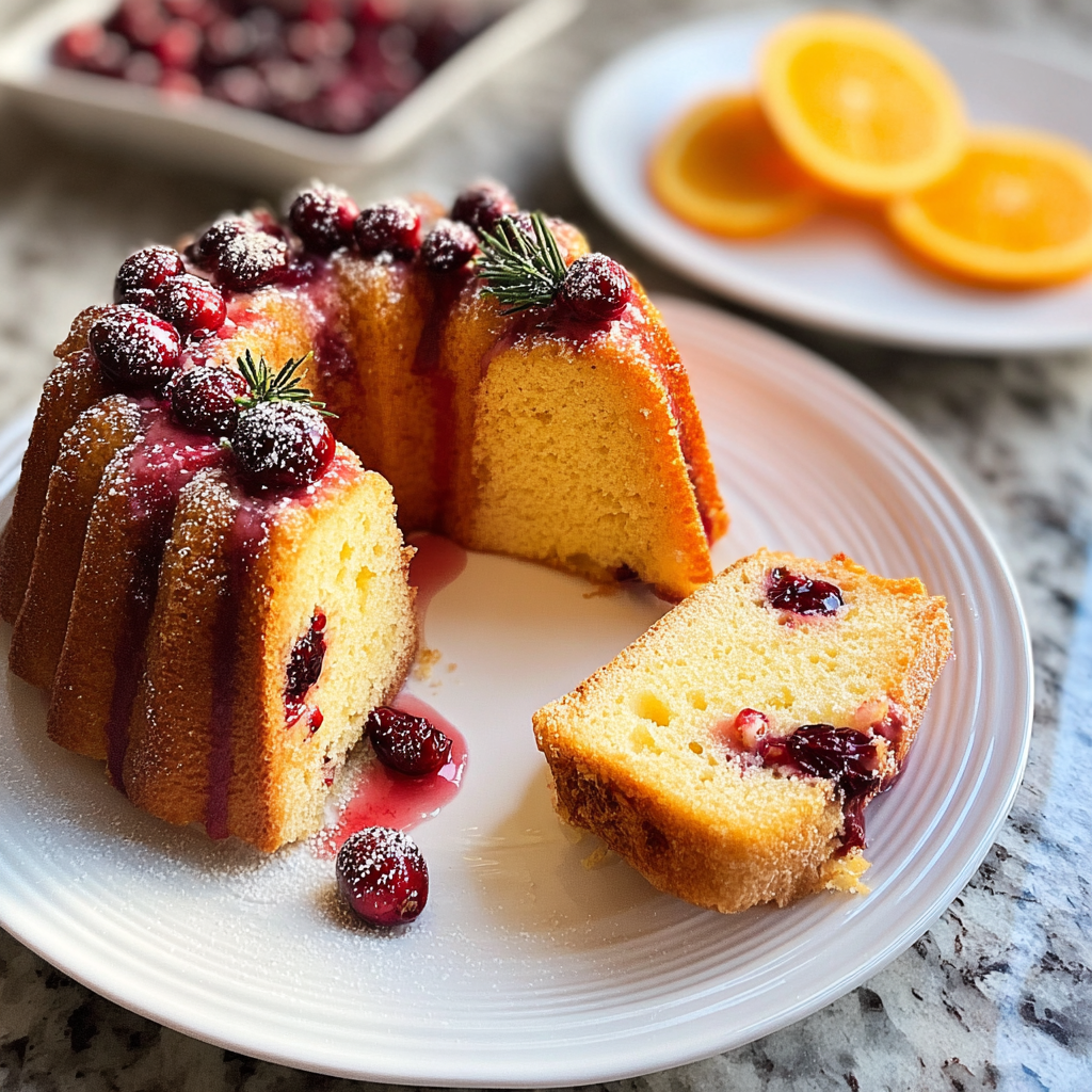 Recipe preparation for Cranberry Orange Pound Cake