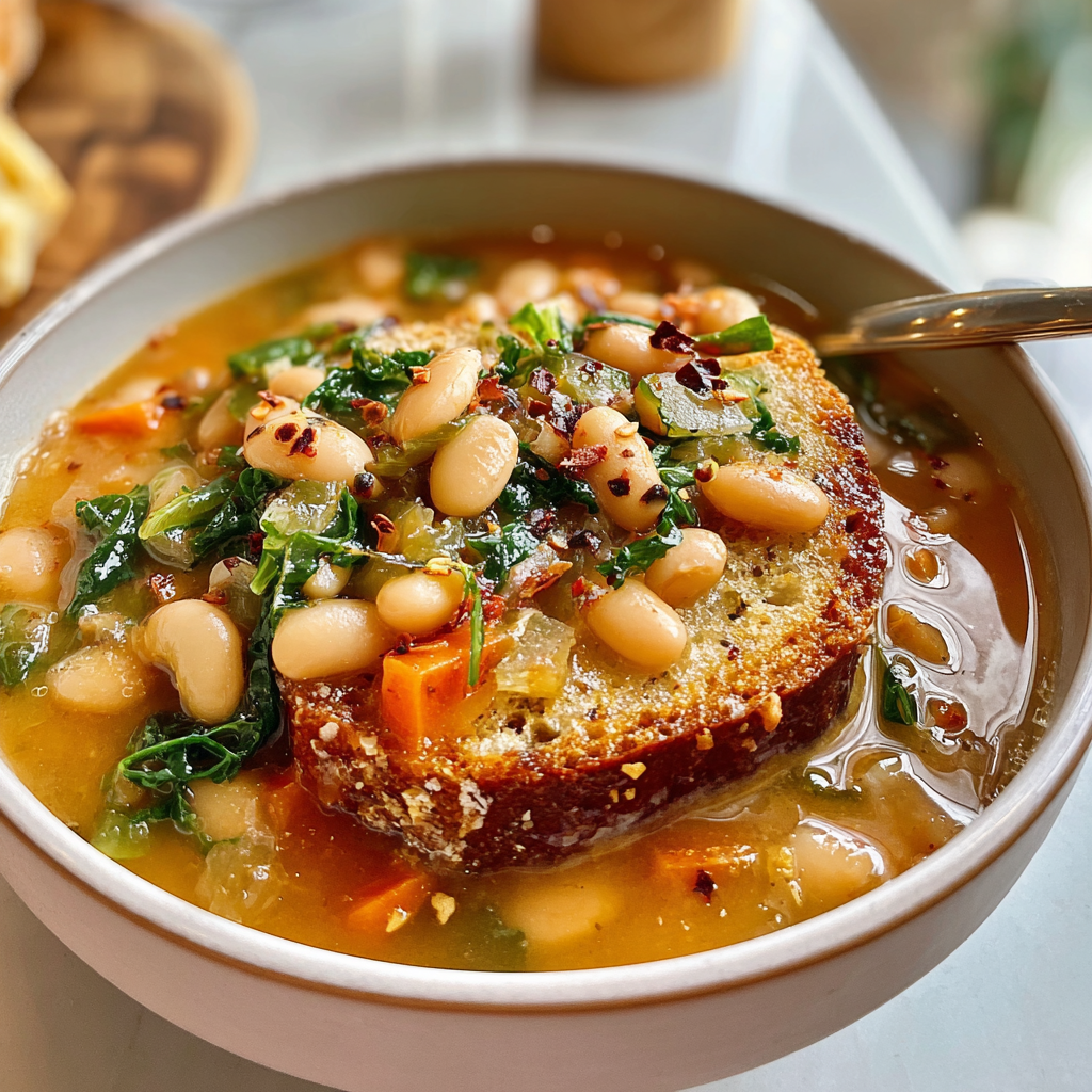 Recipe preparation for Cozy Tuscan White Bean Soup 