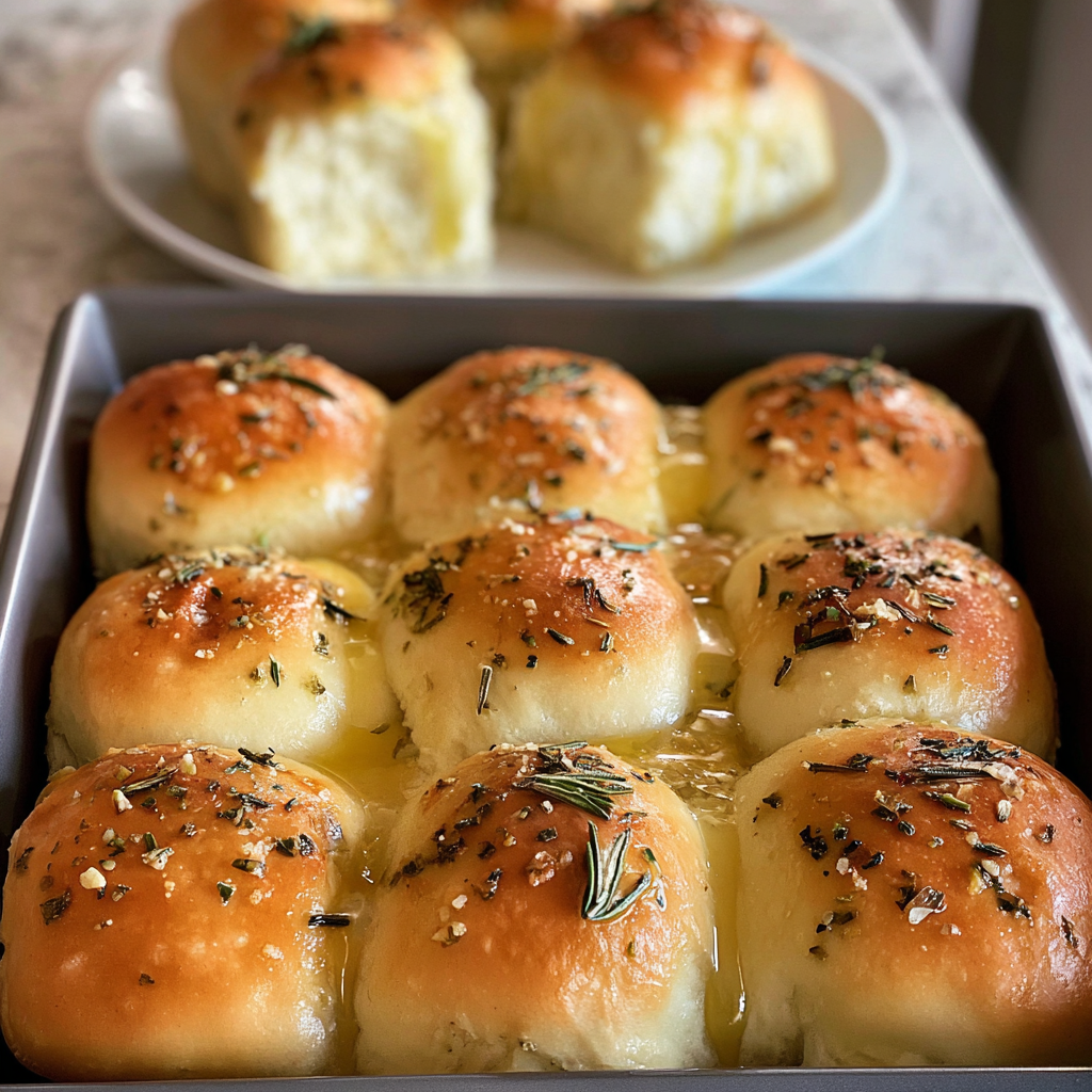 Recipe preparation for Irresistible Rosemary Garlic Dinner Rolls 