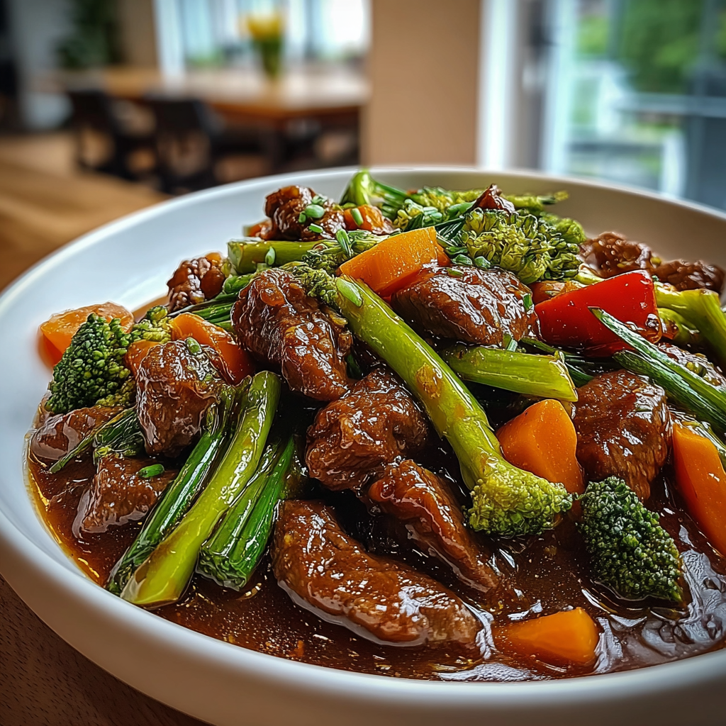 Recipe preparation for Savory Beef Stir Fry With Fresh Vegetables 