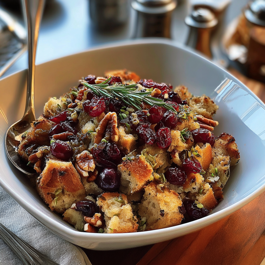 Recipe preparation for Cranberry Pecan Stuffing