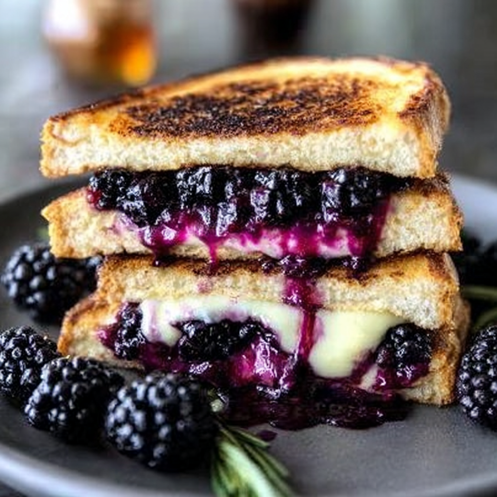 Recipe preparation for Gourmet Blueberry Grilled Cheese