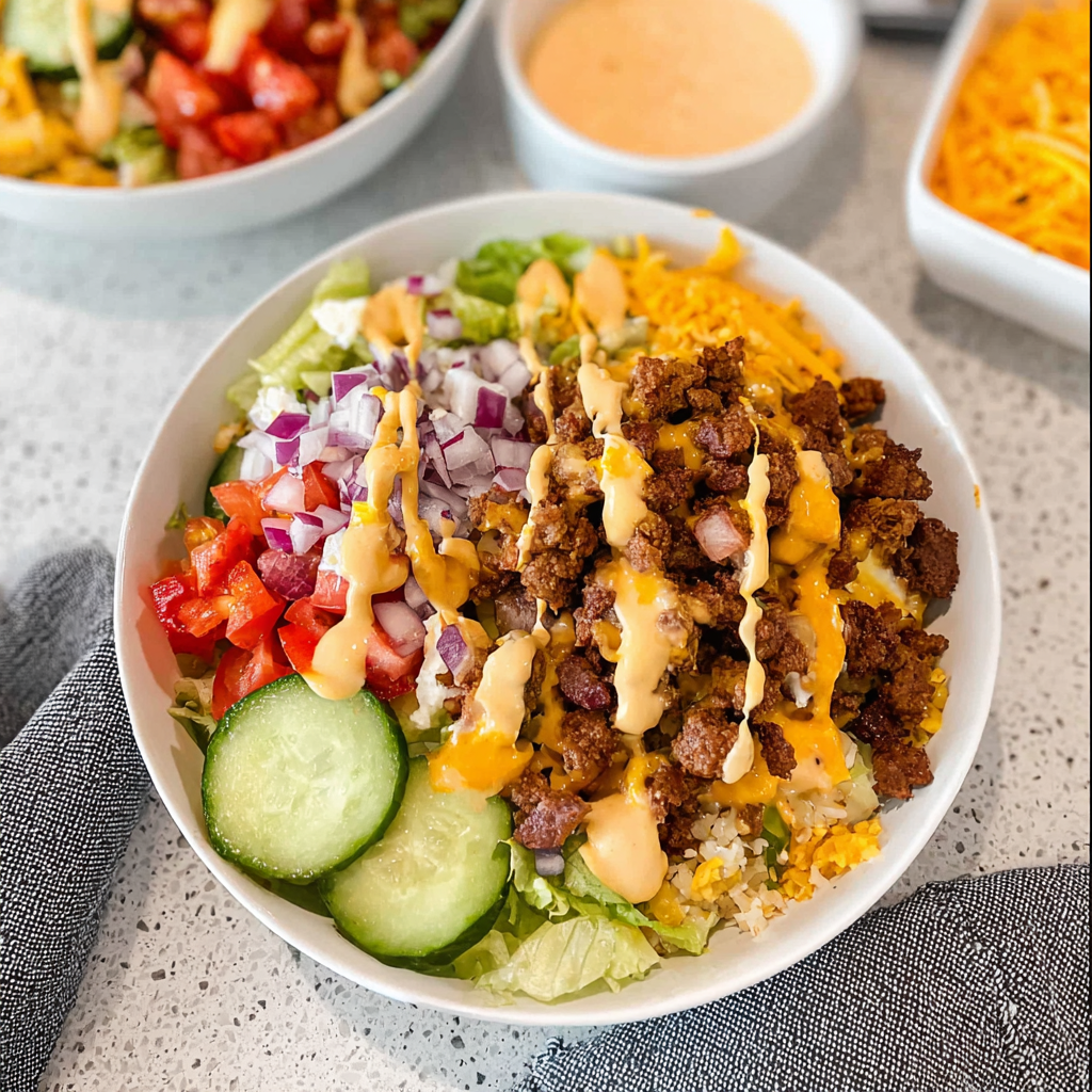 Recipe preparation for High-Protein Cheeseburger Bowls