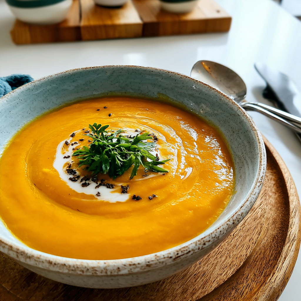 Recipe preparation for Creamy Roasted Carrot Soup