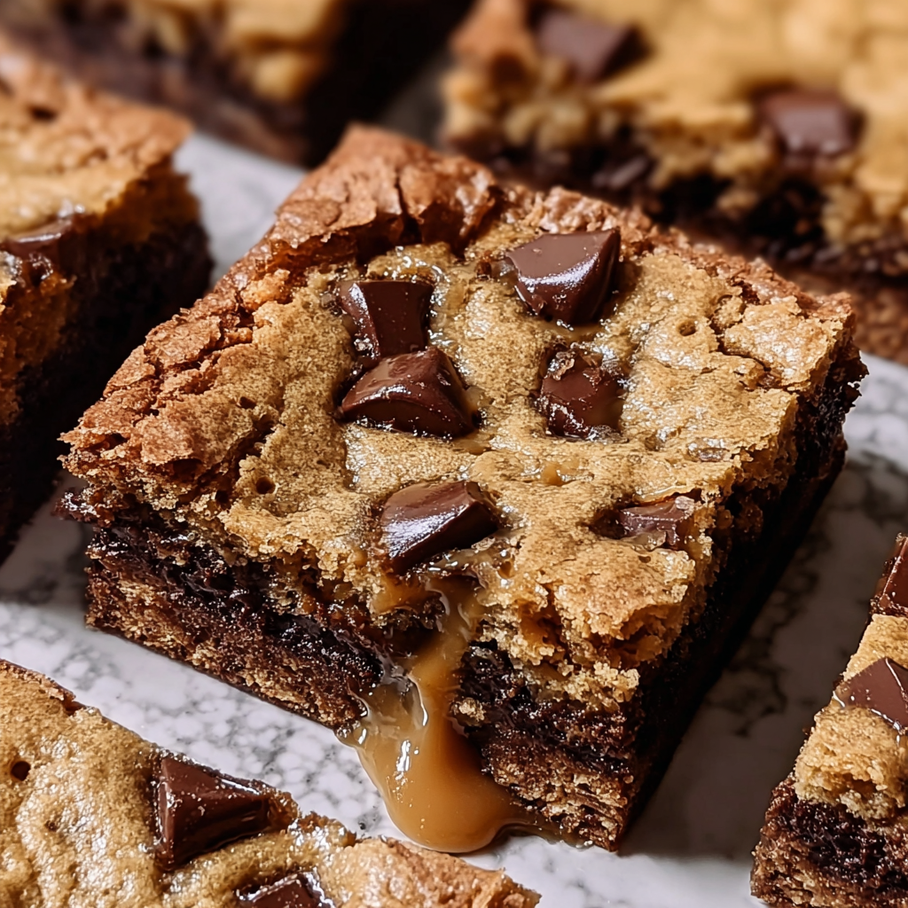 Recipe preparation for Salted Toffee Espresso Blondies Recipe