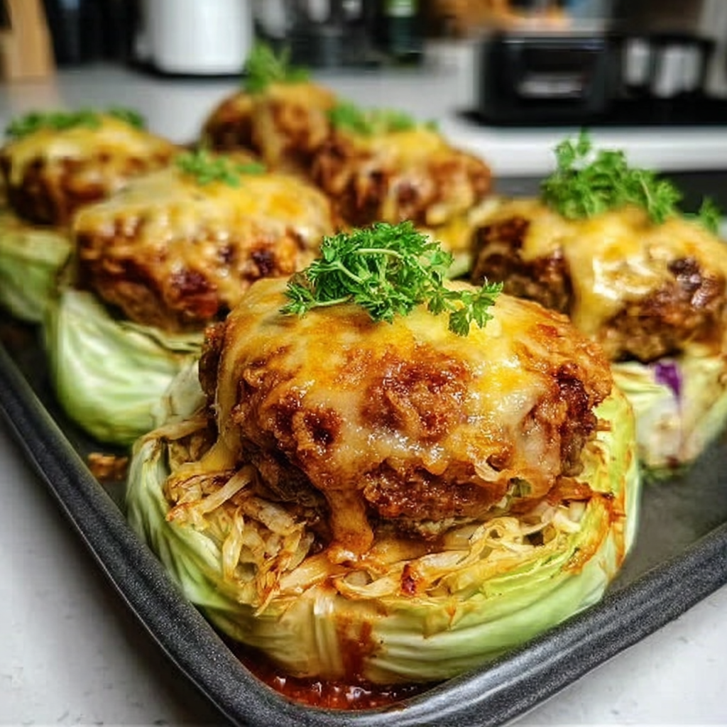 Recipe preparation for Crispy Cabbage Burger Bake