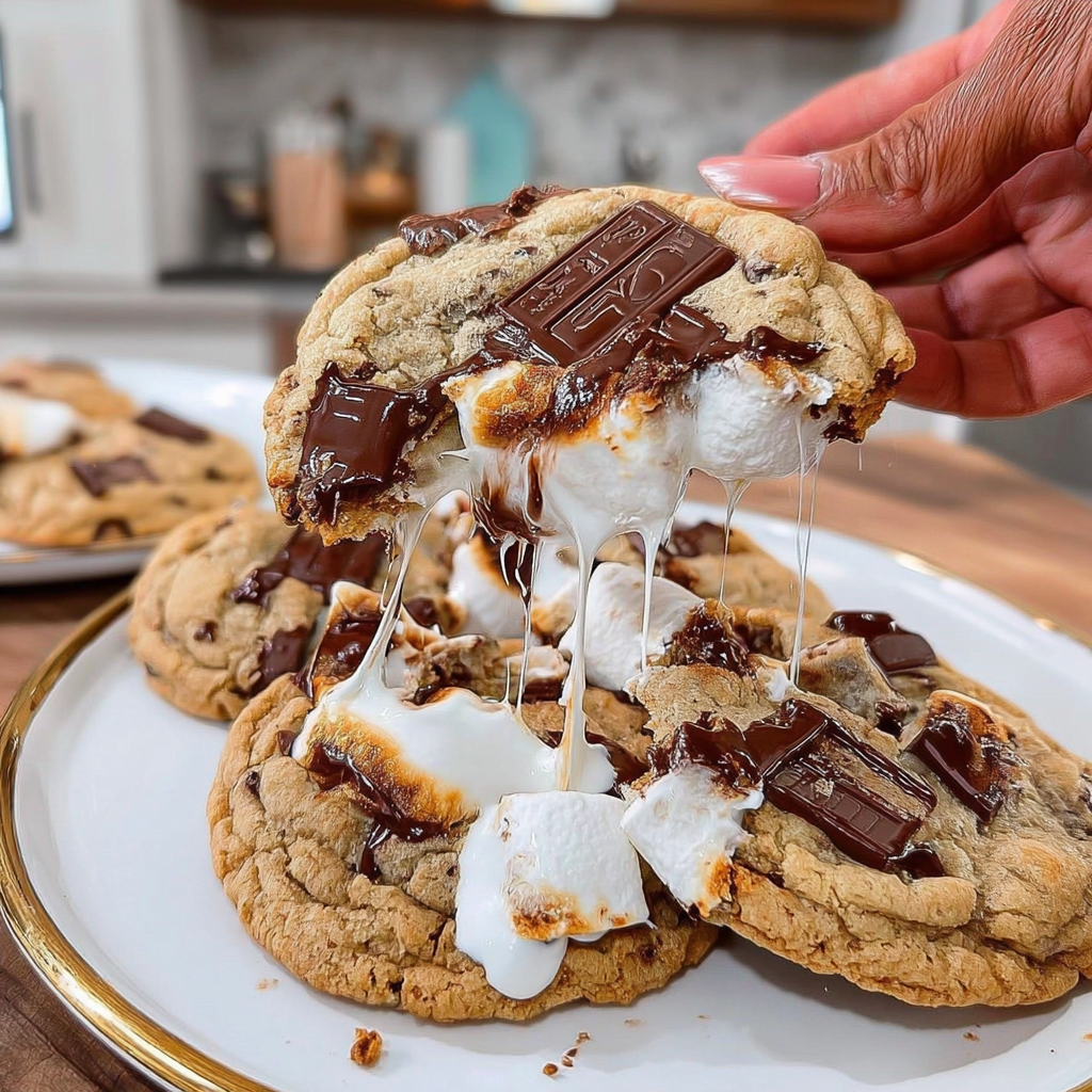 Recipe preparation for Soft S'mores Cookies